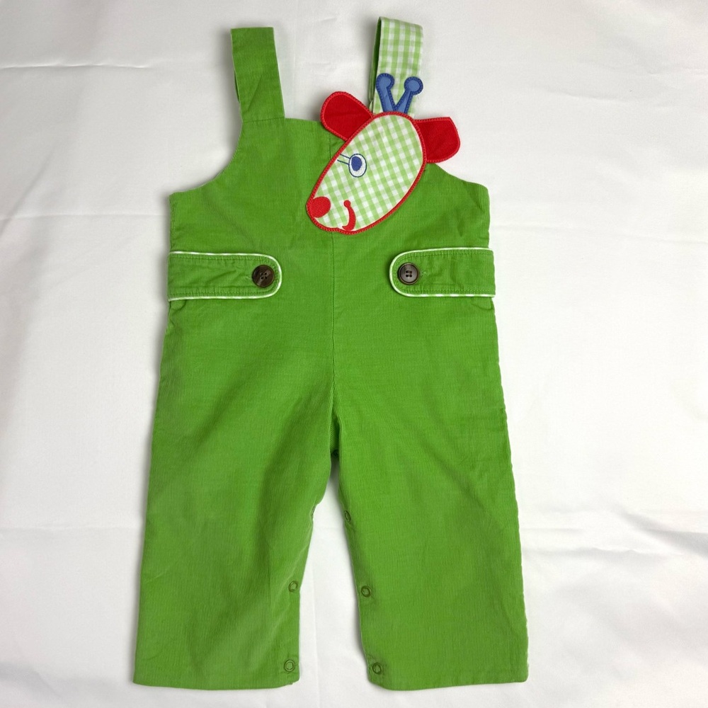 Beaufort Bonnet Ivy League Longall Corduroy Green Giraffe Appliqué Sz 6-12